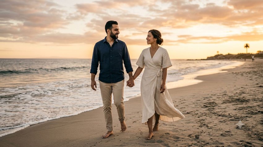 Beach Anniversary Portrait Gemini AI Prompts for Anniversary Couple Photos