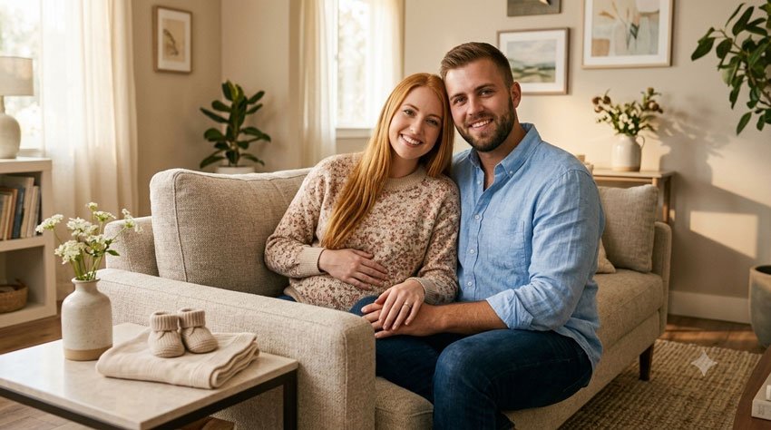 Cozy Home Pregnancy Announcement