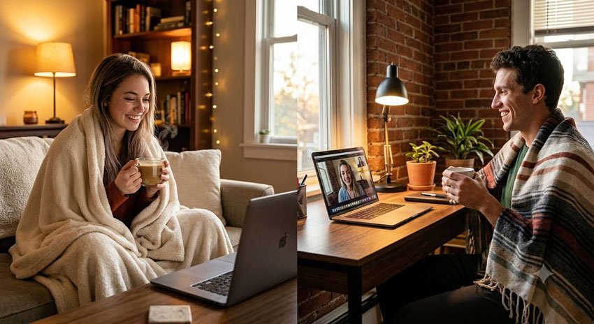 10+ AI Prompts for Long Distance Couple Photos 5 Cozy Video Call Date AI Prompts for Long Distance Couple Photos