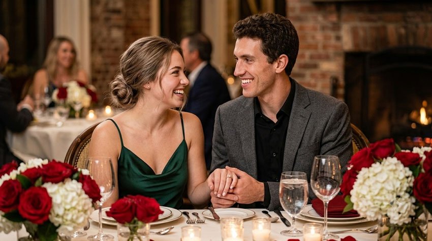 Elegant Engagement Dinner 10+ AI Prompts for Engagement Announcement Photos