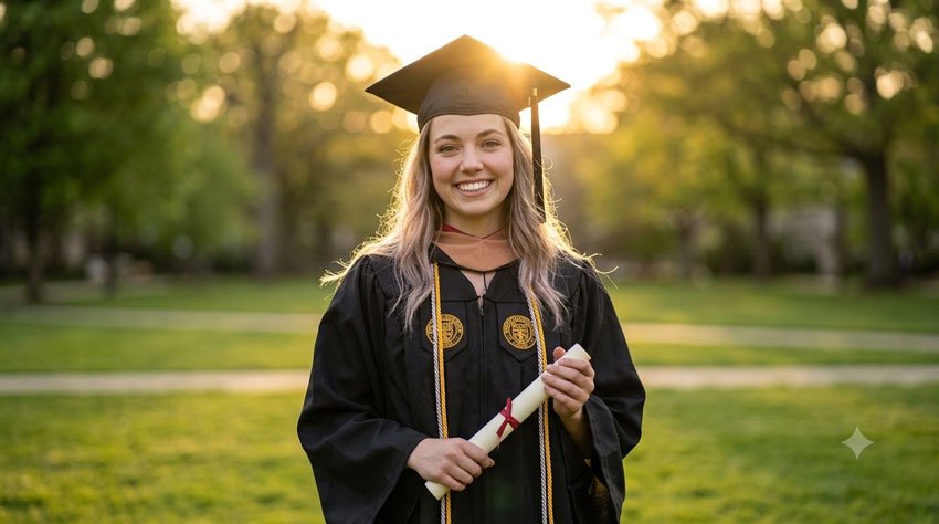 Golden Hour Graduation Photo 10+ Gemini AI Prompts for Graduation Photos