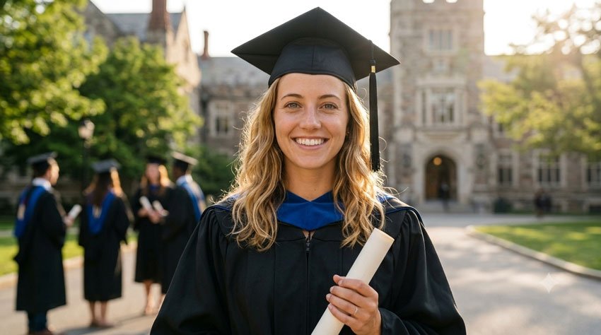 Graduation Photo on a University Campus 10+ Gemini AI Prompts for Graduation Photos