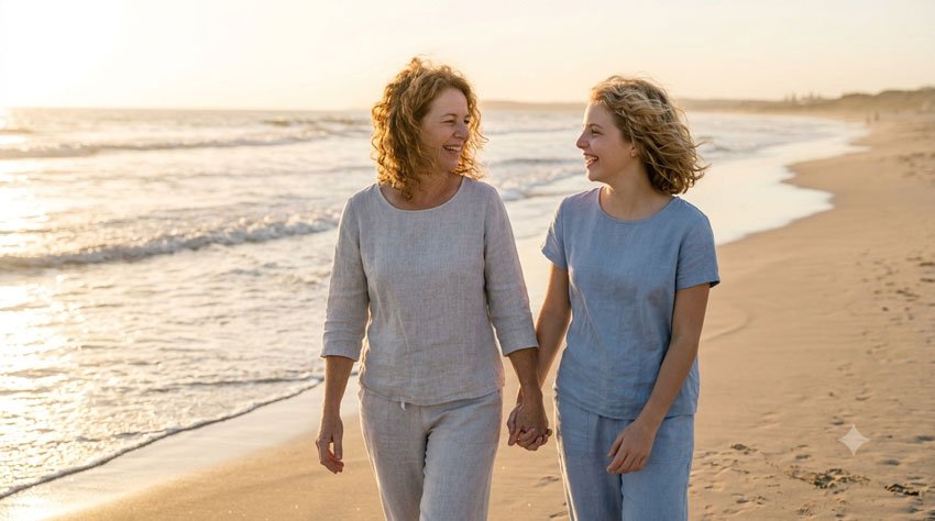 10+ Mother and Daughter AI Photo Prompts for Beautiful Family Photos 2 Mother and Daughter at the Beach