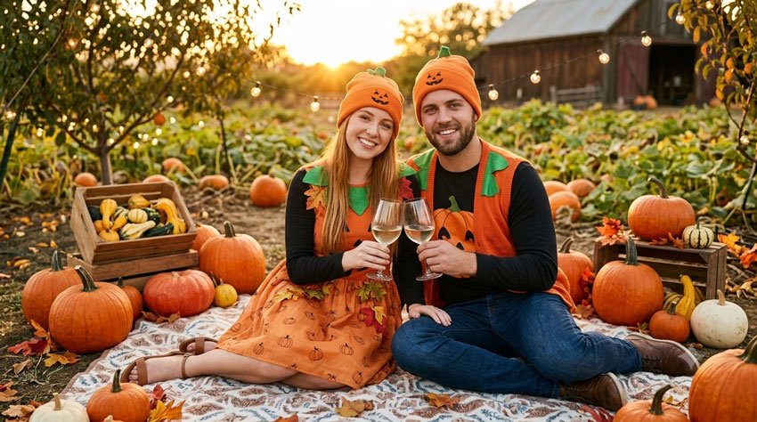 Pumpkin-Themed Couple
