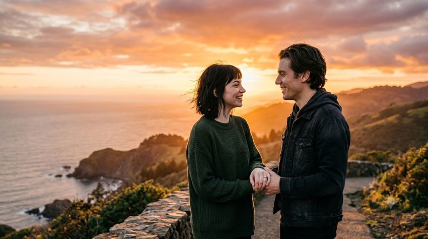 Sunset Engagement Announcement 10+ AI Prompts for Engagement Announcement Photos