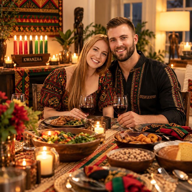 10+ Gemini AI Prompts for Kwanzaa Family Photos 4 Elegant Kwanzaa Family Dinner Portrait