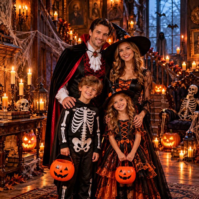 10+ Gemini AI Prompts For Halloween Family Photos 1 Family Pumpkin Patch Photos with Matching Outfits