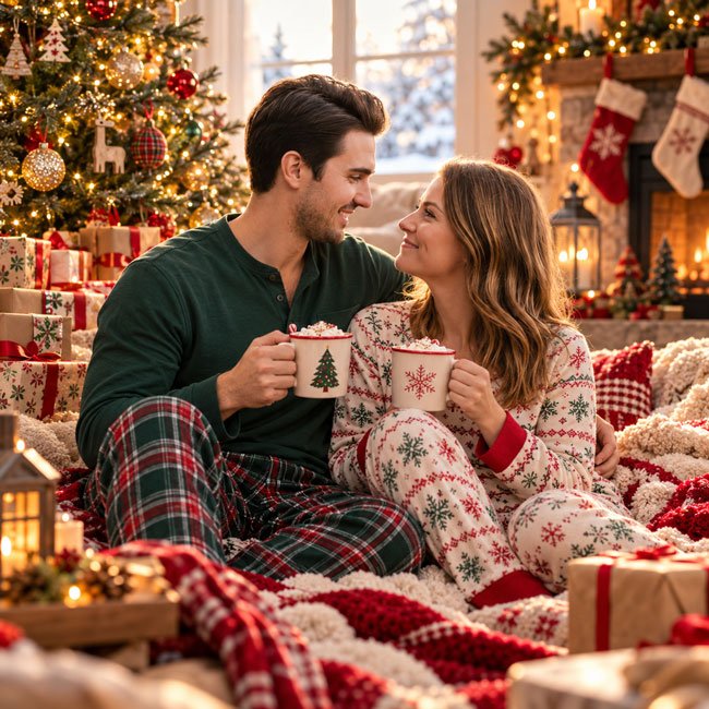 Christmas Morning Couple Photo