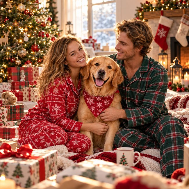 Cozy Christmas Morning Family Photo