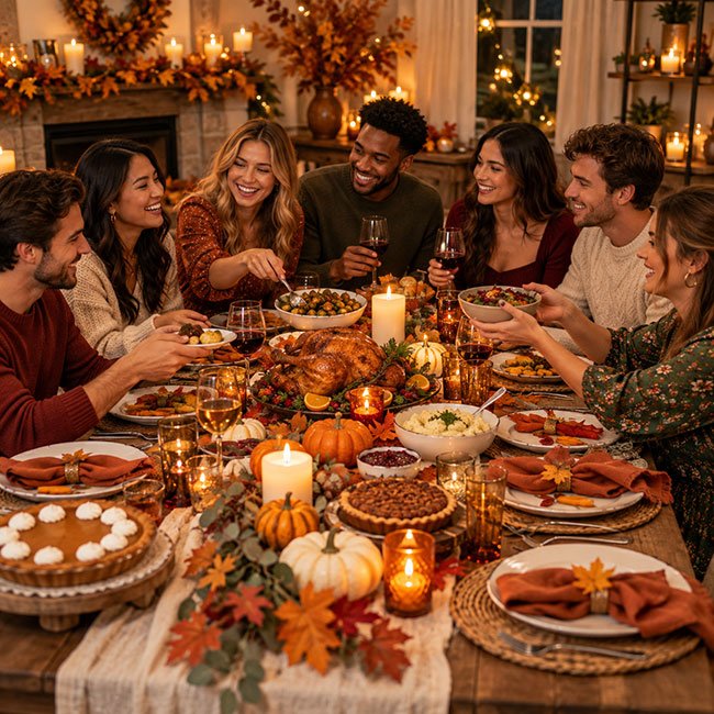 Friendsgiving Dinner Table Photo