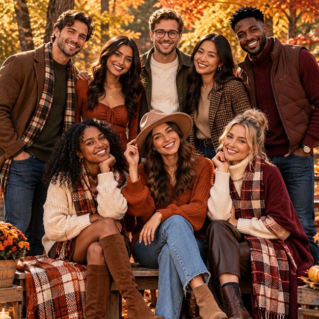 Matching Fall Outfits Friendsgiving Photo