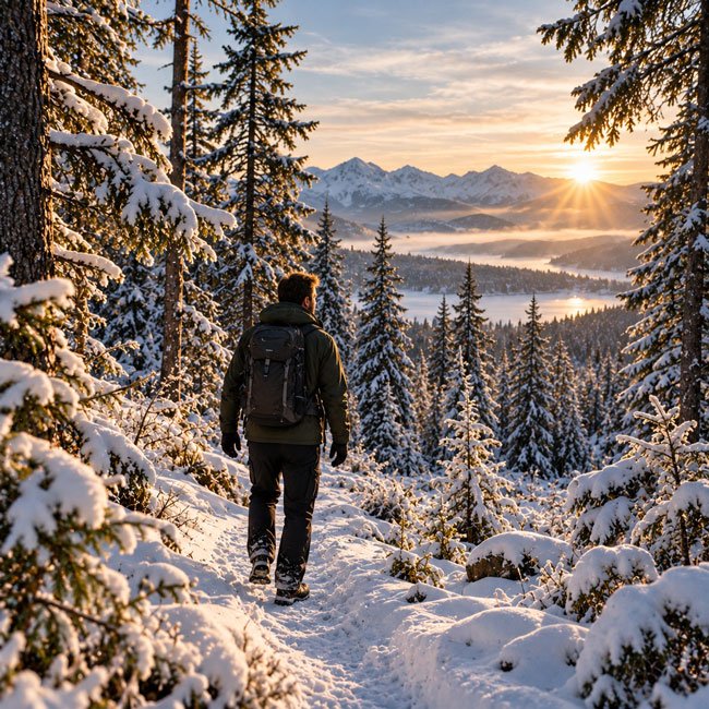 Winter Solstice in a Snowy Forest