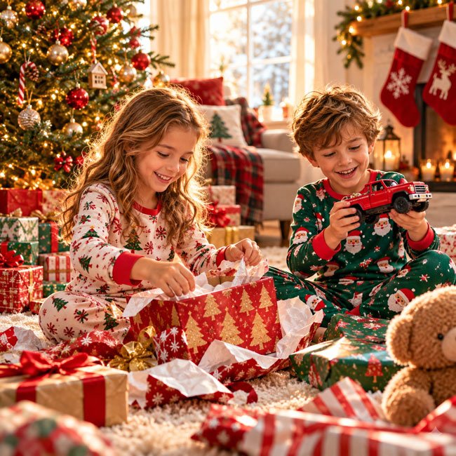 Kids Opening Christmas Presents