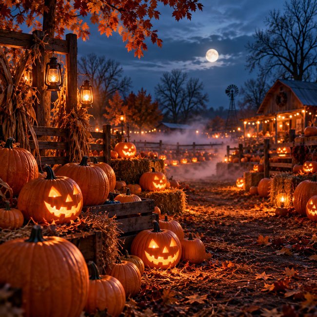 10+ AI Prompts for Halloween Pumpkin Patch Photos 4 Spooky Pumpkin Patch at Dusk