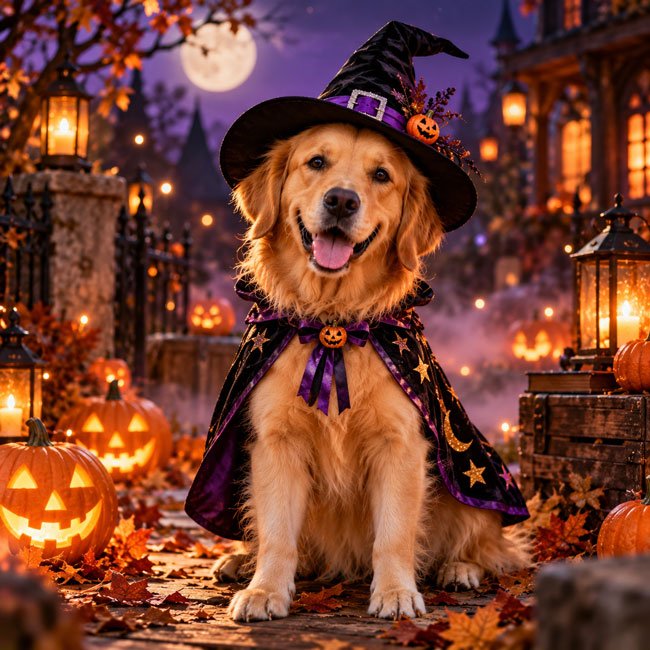 Little Witch Halloween Pet Portrait