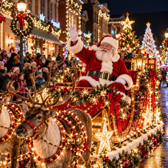 Colorful Christmas Parade Floats